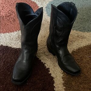 Classic Black Leather Cowboy Boots